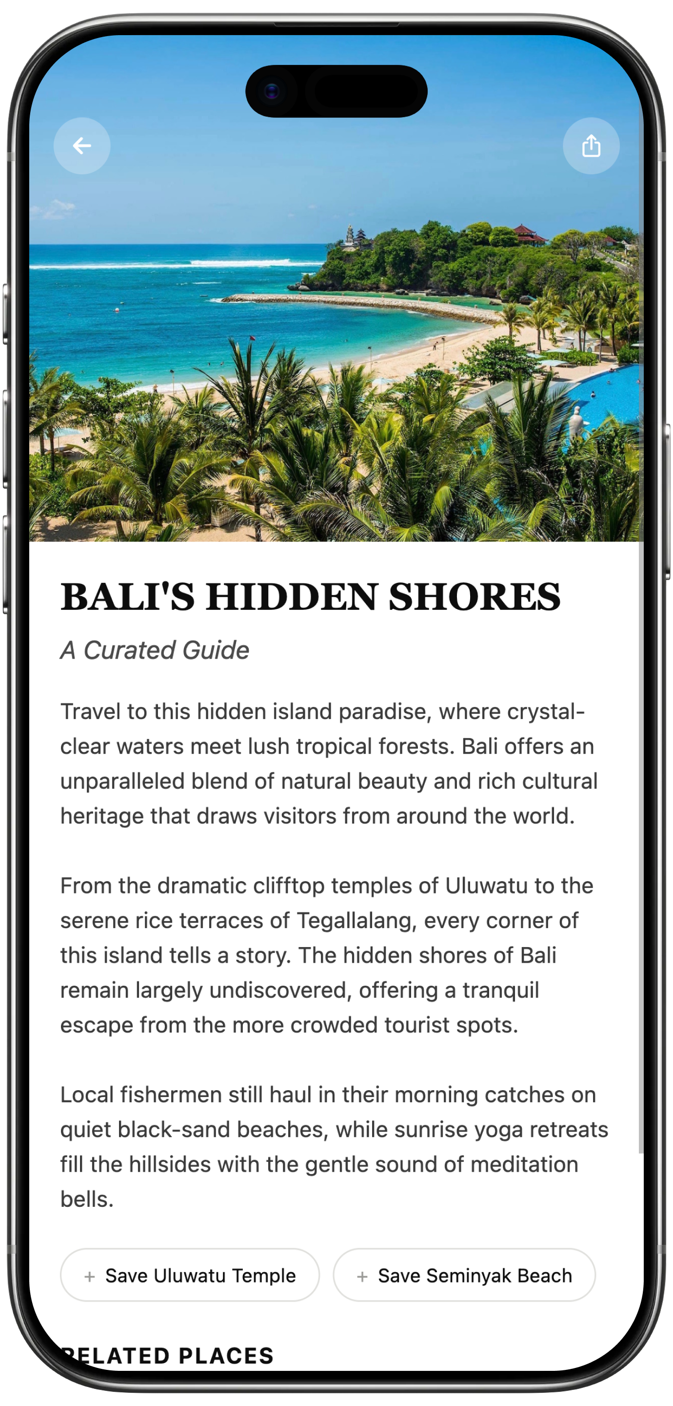 Screenshot of an example Serifos app